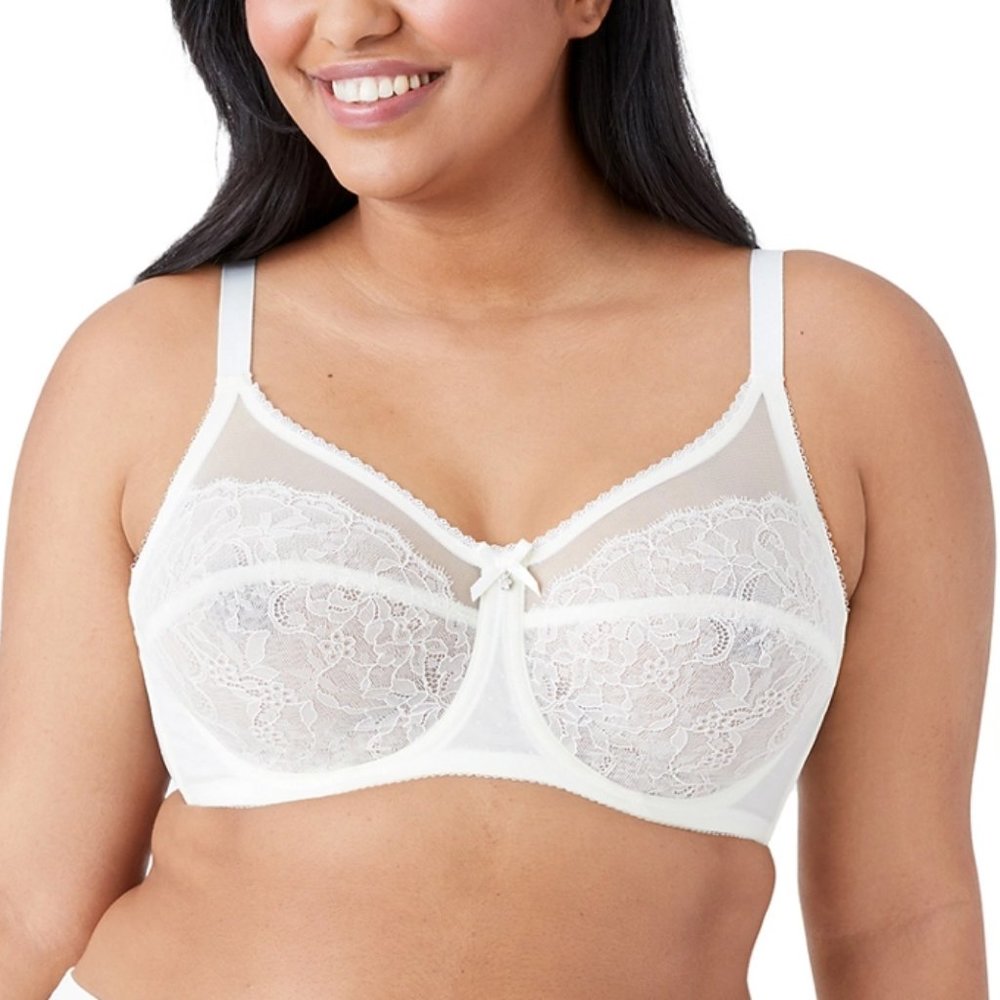 Wacoal Retro Chic Full Figure Underwire Bra in Ivory, 855186, Size 38DD /‎ 38E